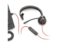 Poly Blackwire 3315 - Blackwire 3300 series - hodesett - on-ear - kablet - 3,5 mm jakk, USB-A - svart 76J12AA