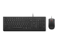 Lenovo Essential Wired Combo - Tastatur- og mussett - 2,5-soners oppsett - USB - QWERTY - Norsk - svart - brun boks 4X31R64425
