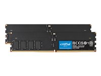 Crucial - DDR5 - modul - 128 GB: 2 x 64 GB - DIMM 288-pin - 3200 MHz / PC5-51200 - CL52 - 1.1 V - klokkete ubufferte - on-die ECC - svart CT2K64G64C52CU5