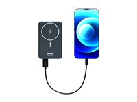 PORT Connect - Trådløs nødlader - Li-pol - 10000 mAh - 37 Wh - 20 watt - 2.4 A - PD - 2 utgangskontakter (USB-type A, 24 pin USB-C) - på kabel: USB-A 907005